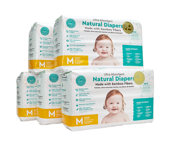 Little Toes Disposable Biodegradable Bamboo Diapers Monthly Value Pack (180  Count) Size - Medium or Large