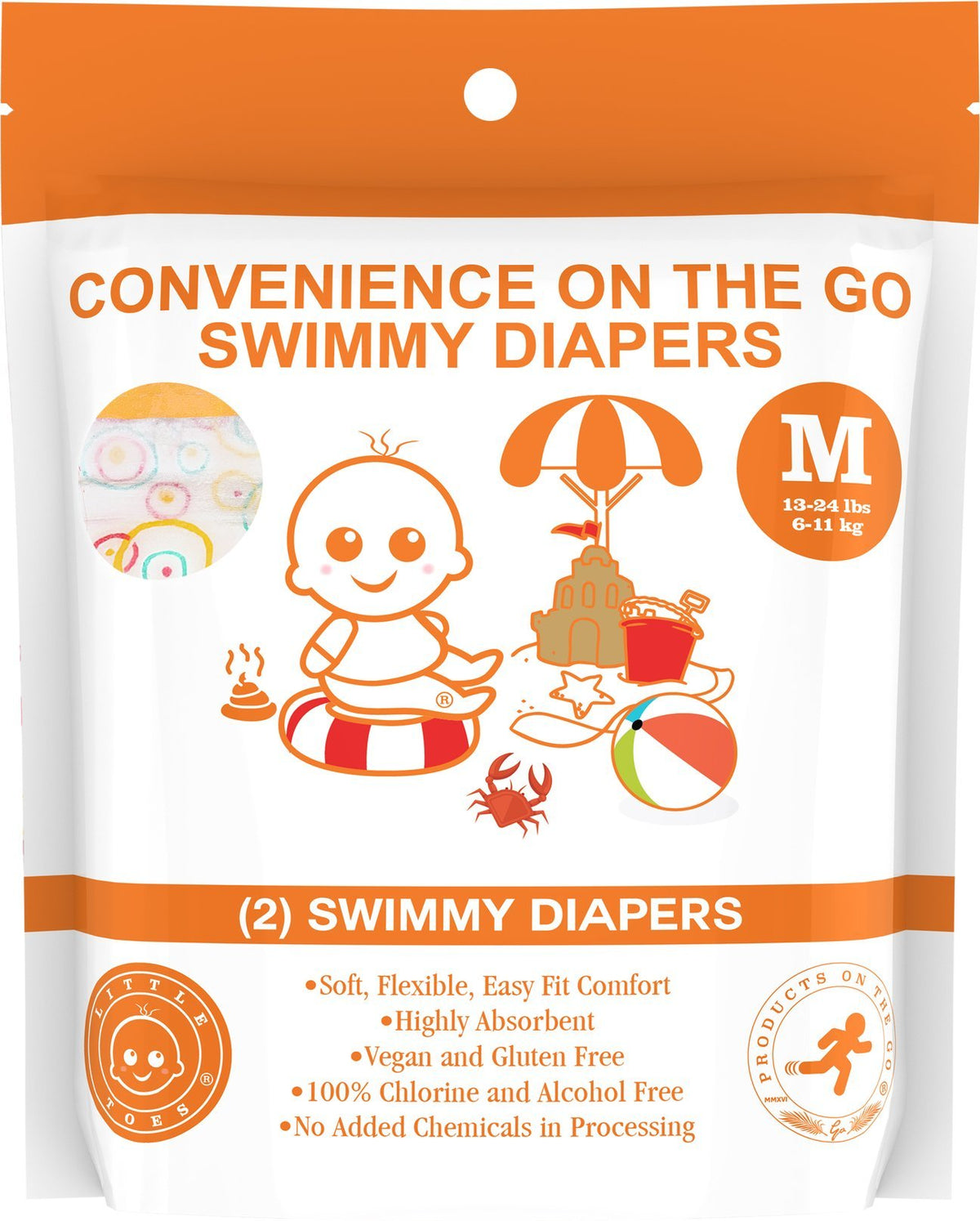 Little Toes Convenience On The Go 2x Swimmy Diapers Medium size